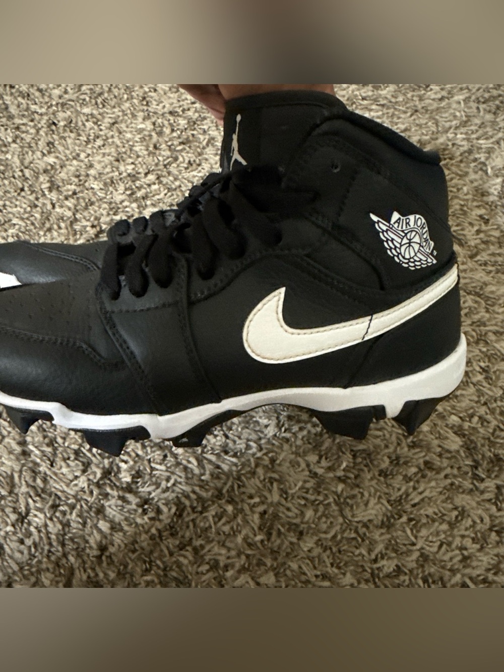 Jordan Kids Black and White Cleat Sneakers - Picture 2 of 5